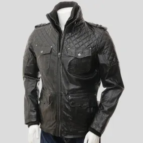 Ronn Black Quilted Leather Jacket