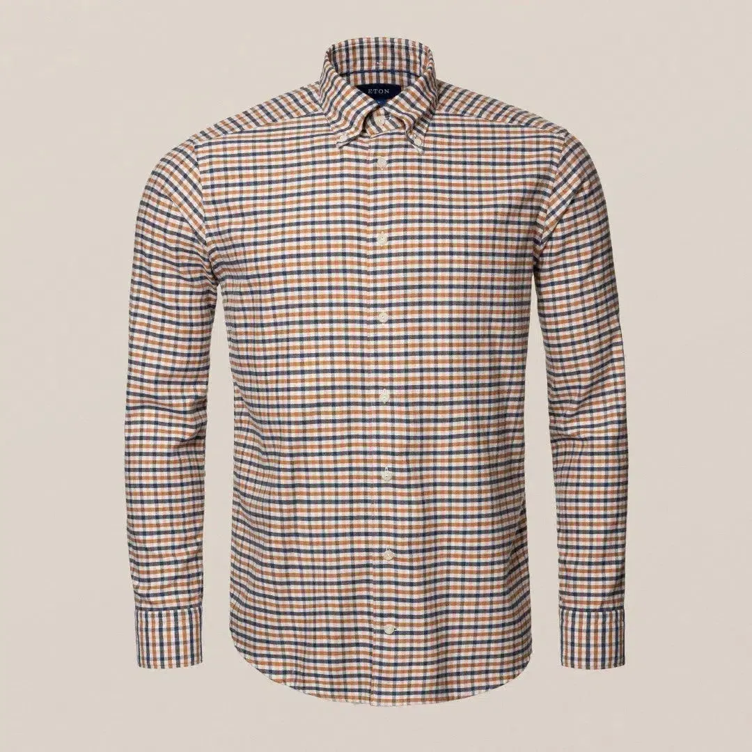 Slim Fit Orange/Blue Check Shirt