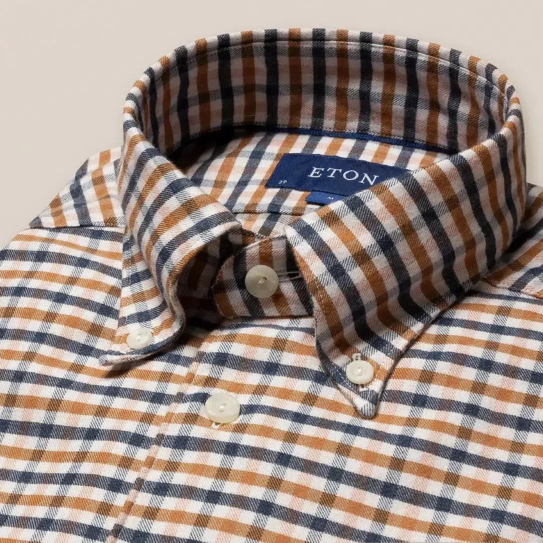 Slim Fit Orange/Blue Check Shirt