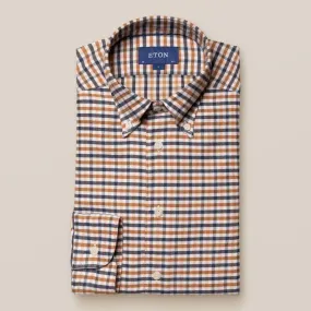 Slim Fit Orange/Blue Check Shirt