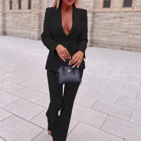 Solid Color Business Blazer & Pants Wholesale Women'S 2 Piece Sets