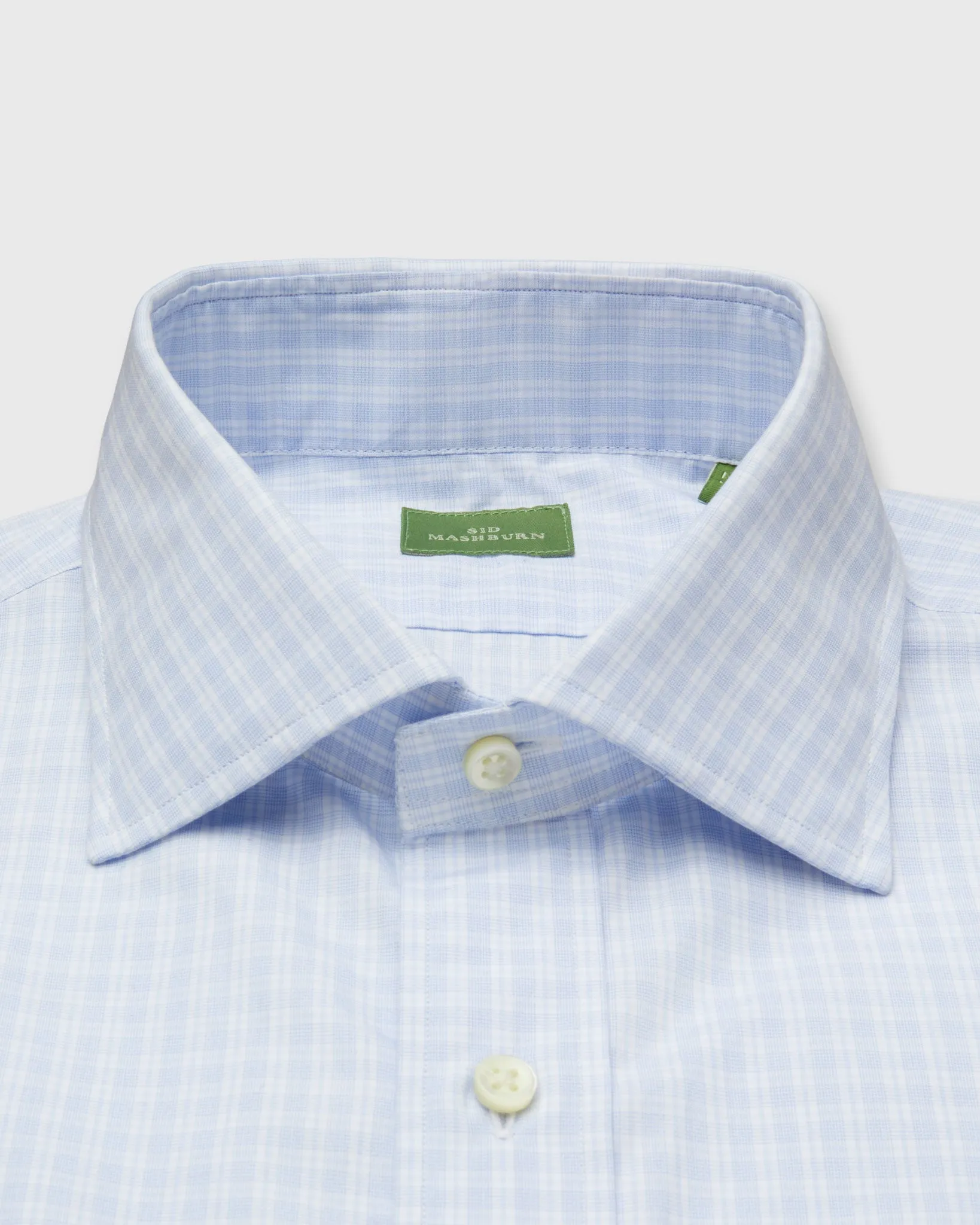 Spread Collar Dress Shirt in Blue Multi/White Check Poplin
