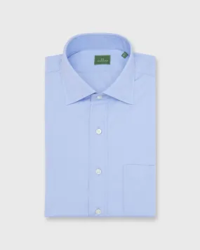 Spread Collar Dress Shirt in Blue Poplin