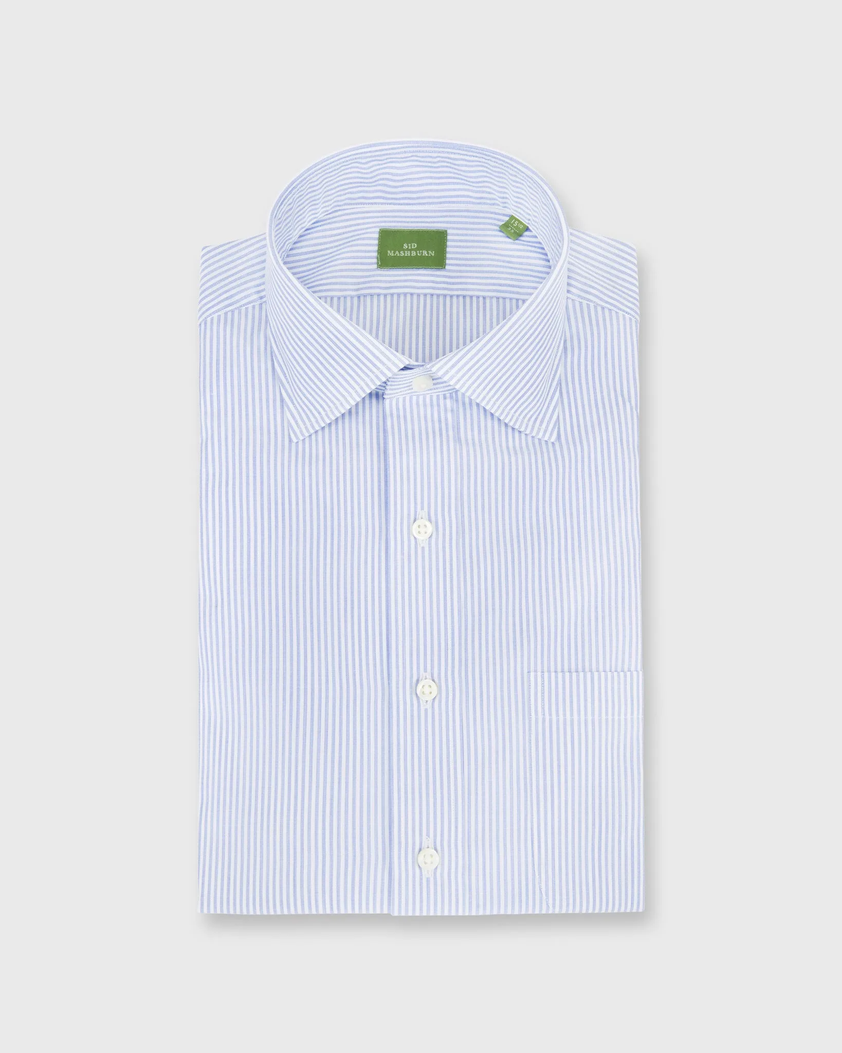 Spread Collar Dress Shirt in Blue Stripe End-On-End