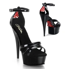 Strappy Platform Sandal with Red Lacing 6-inch Heel DELIGHT-662