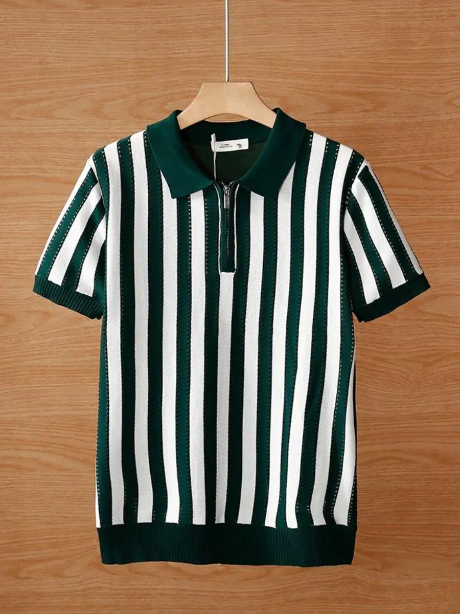 Striped Quarter Zip Sweater Shirt
