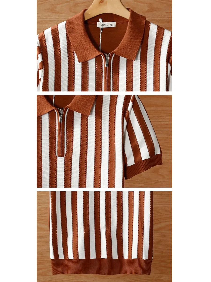 Striped Quarter Zip Sweater Shirt
