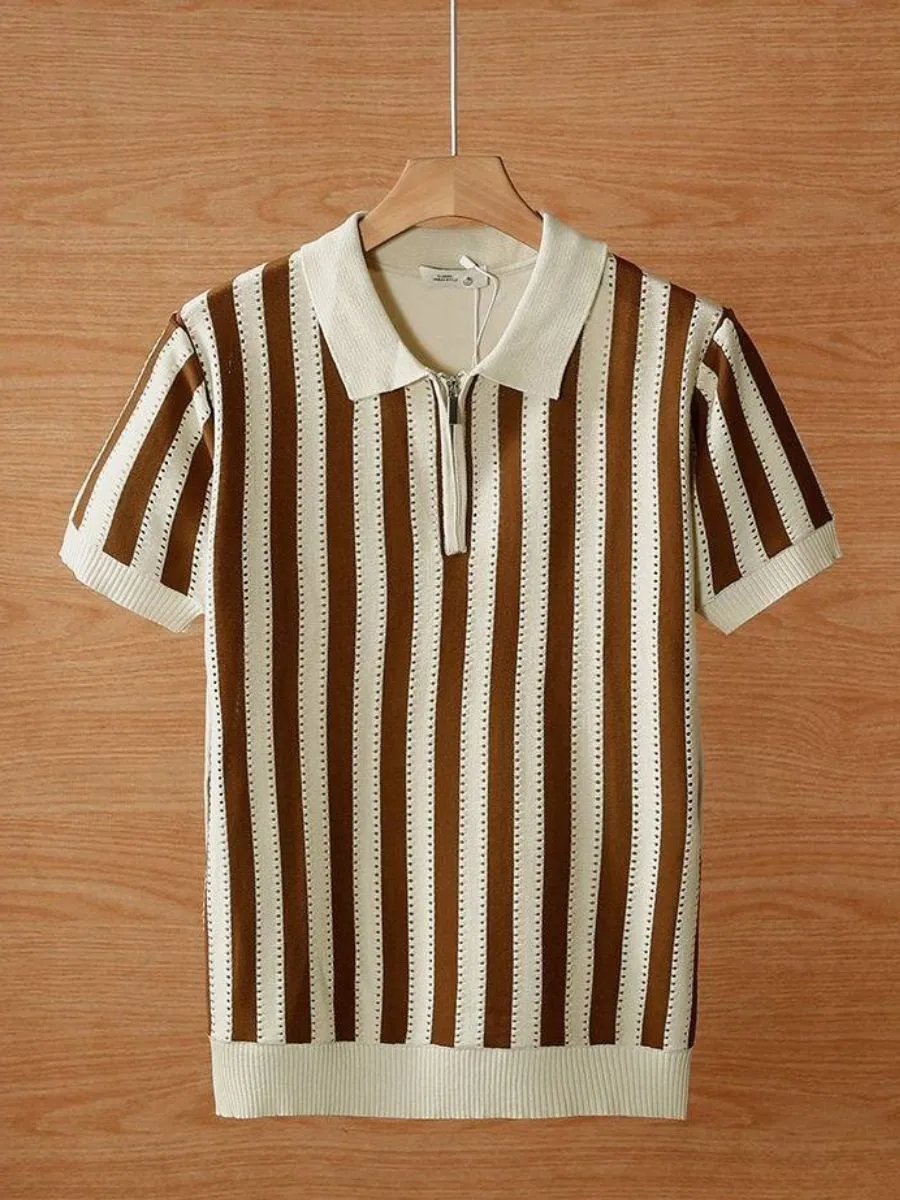 Striped Quarter Zip Sweater Shirt