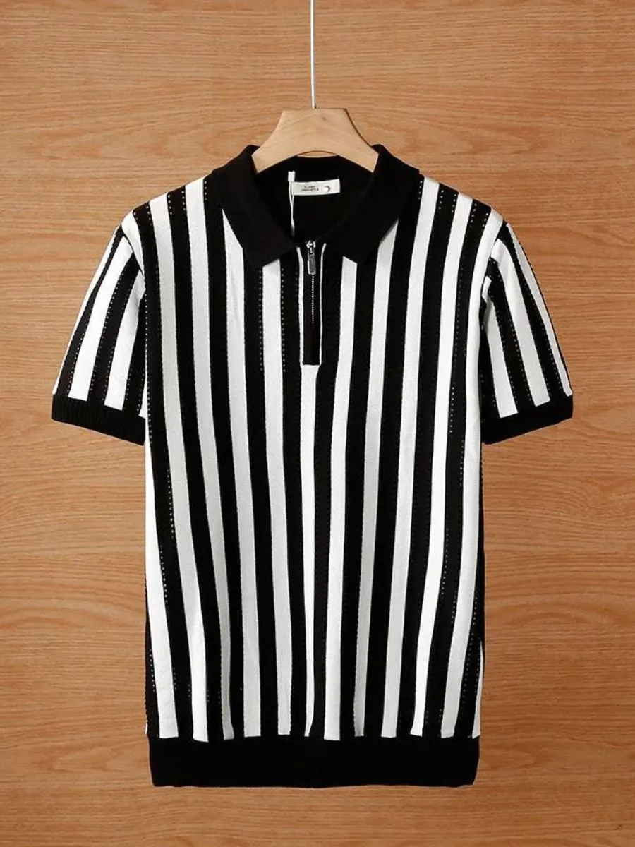 Striped Quarter Zip Sweater Shirt