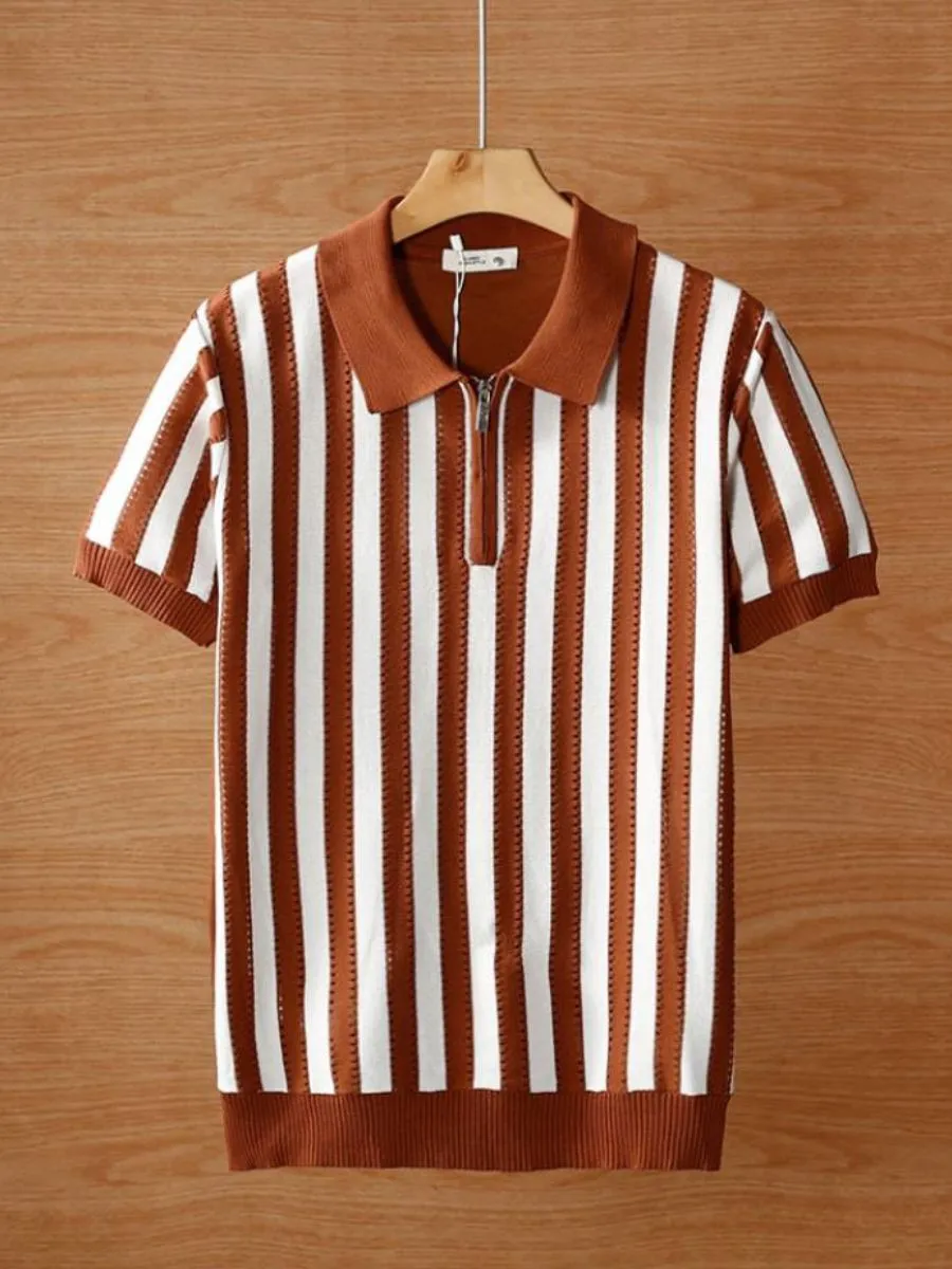 Striped Quarter Zip Sweater Shirt