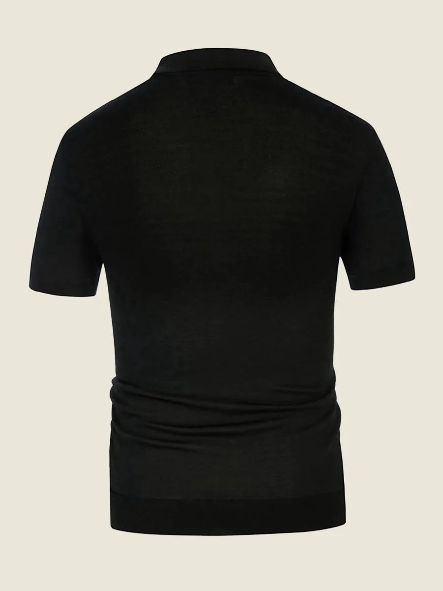 Striped Three-button Placket Knit Polo