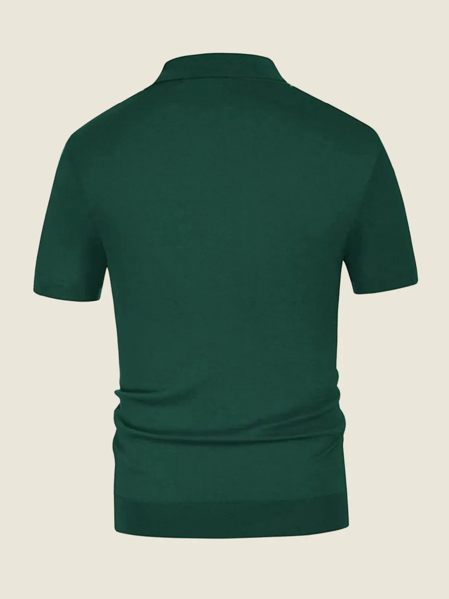 Striped Three-button Placket Knit Polo