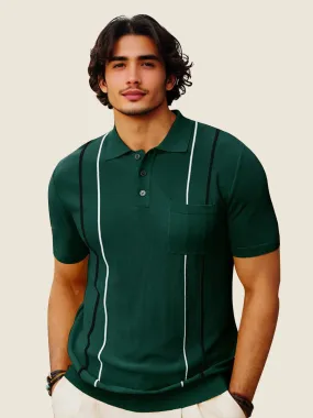 Striped Three-button Placket Knit Polo