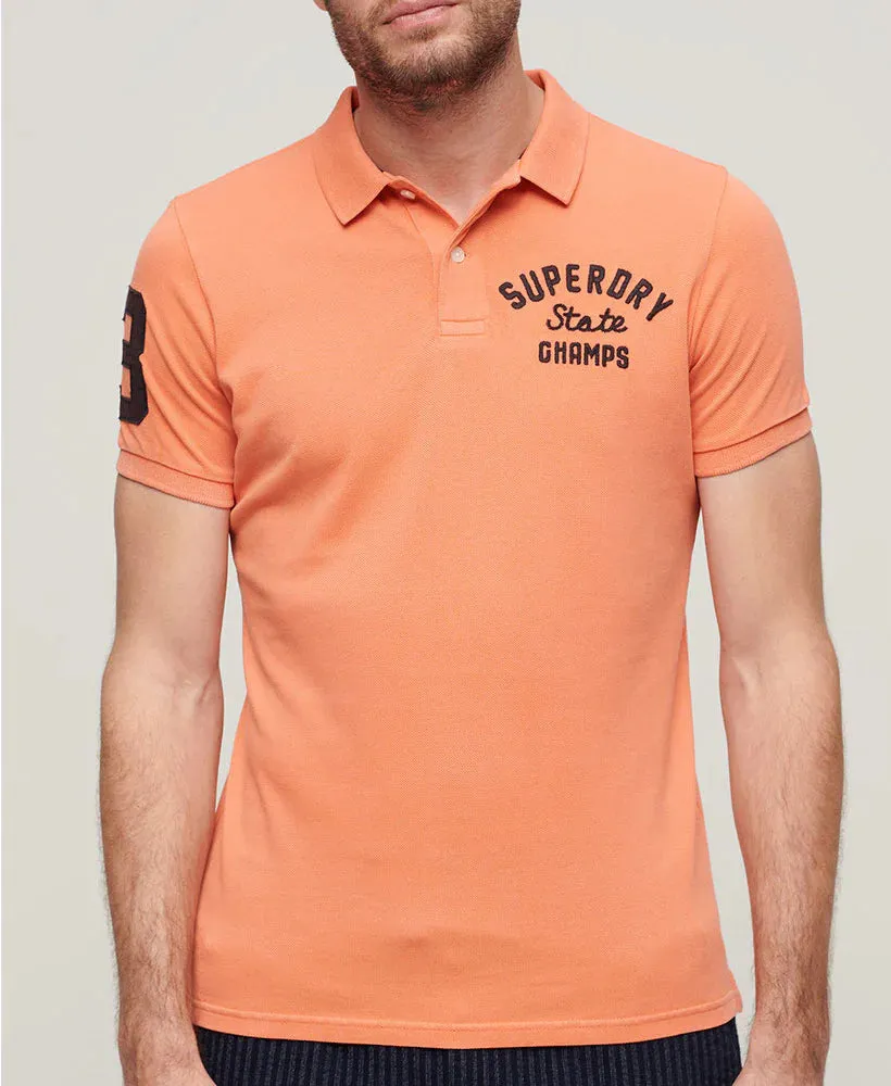 Superdry Applique Classic Fit Polo - Sunburst Coral