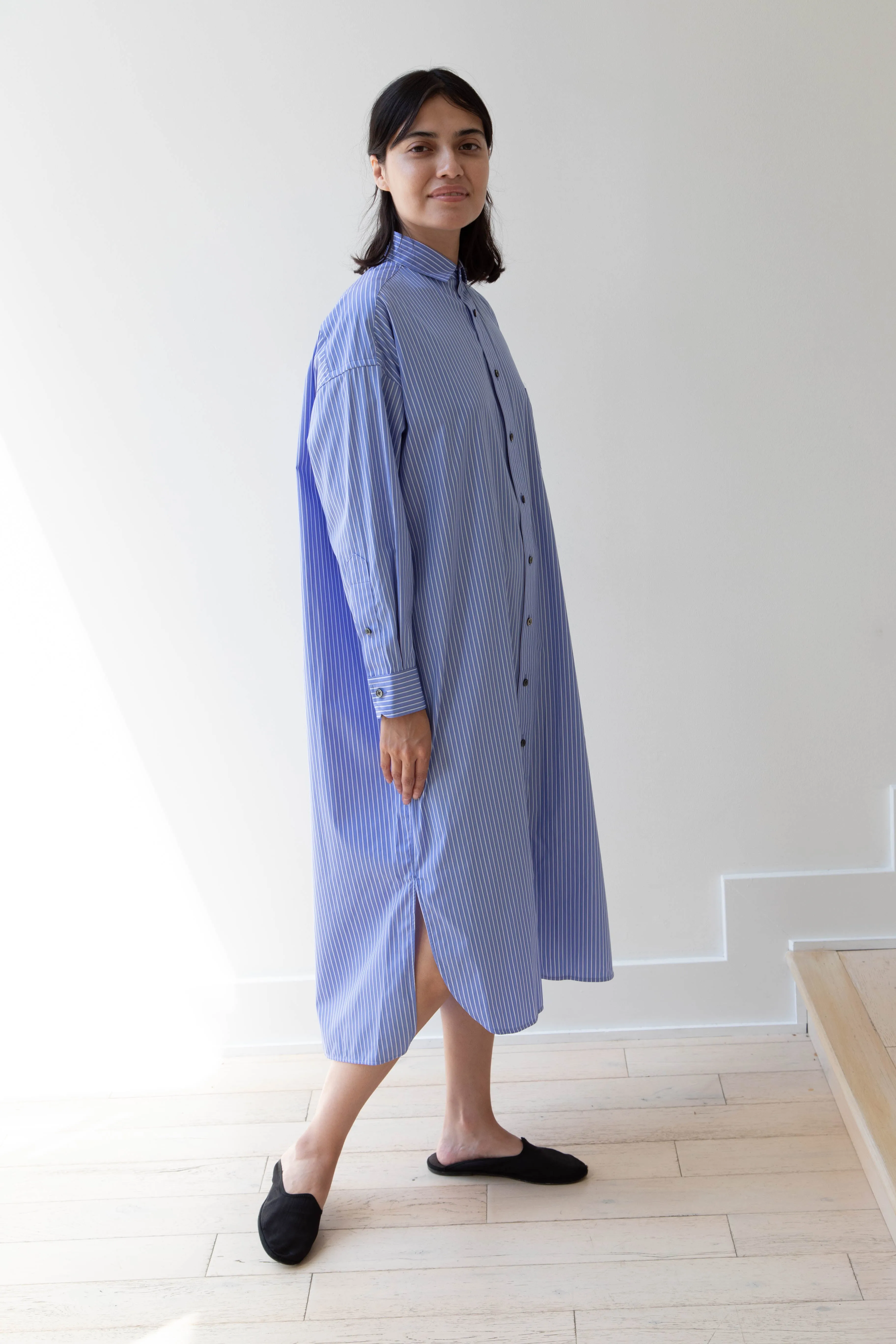 Ticca | Square Big Shirtdress in Blue Stripes