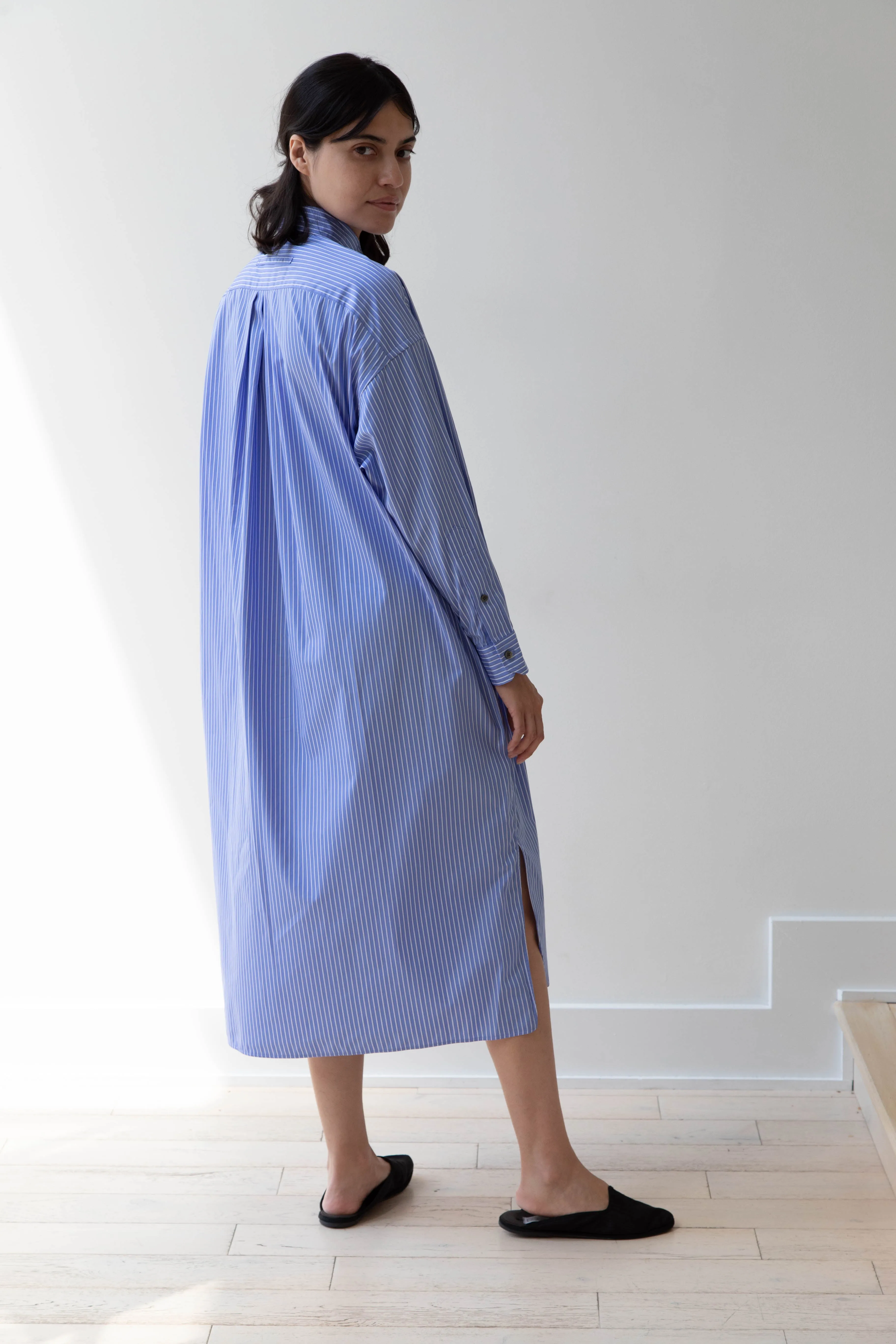 Ticca | Square Big Shirtdress in Blue Stripes