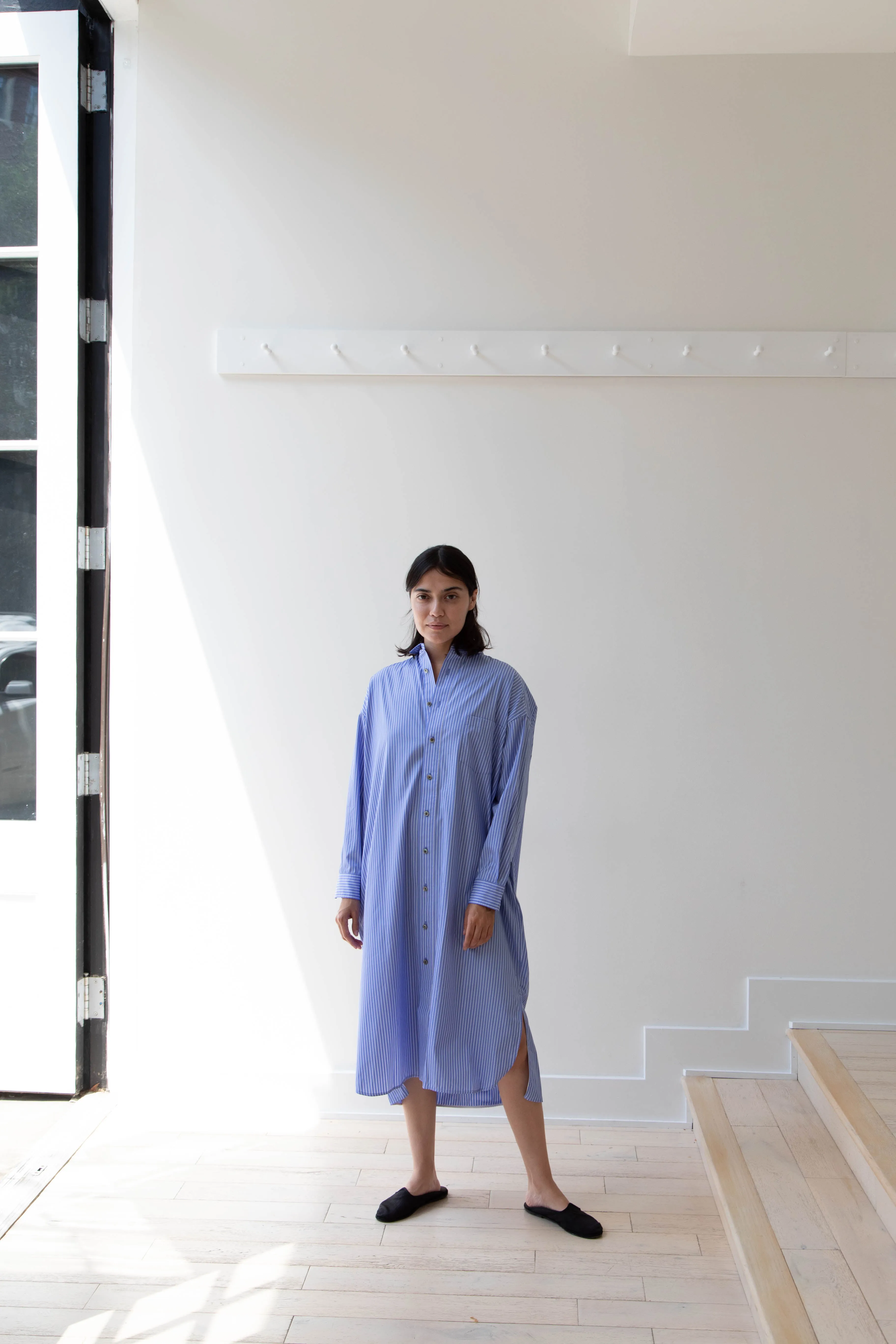 Ticca | Square Big Shirtdress in Blue Stripes