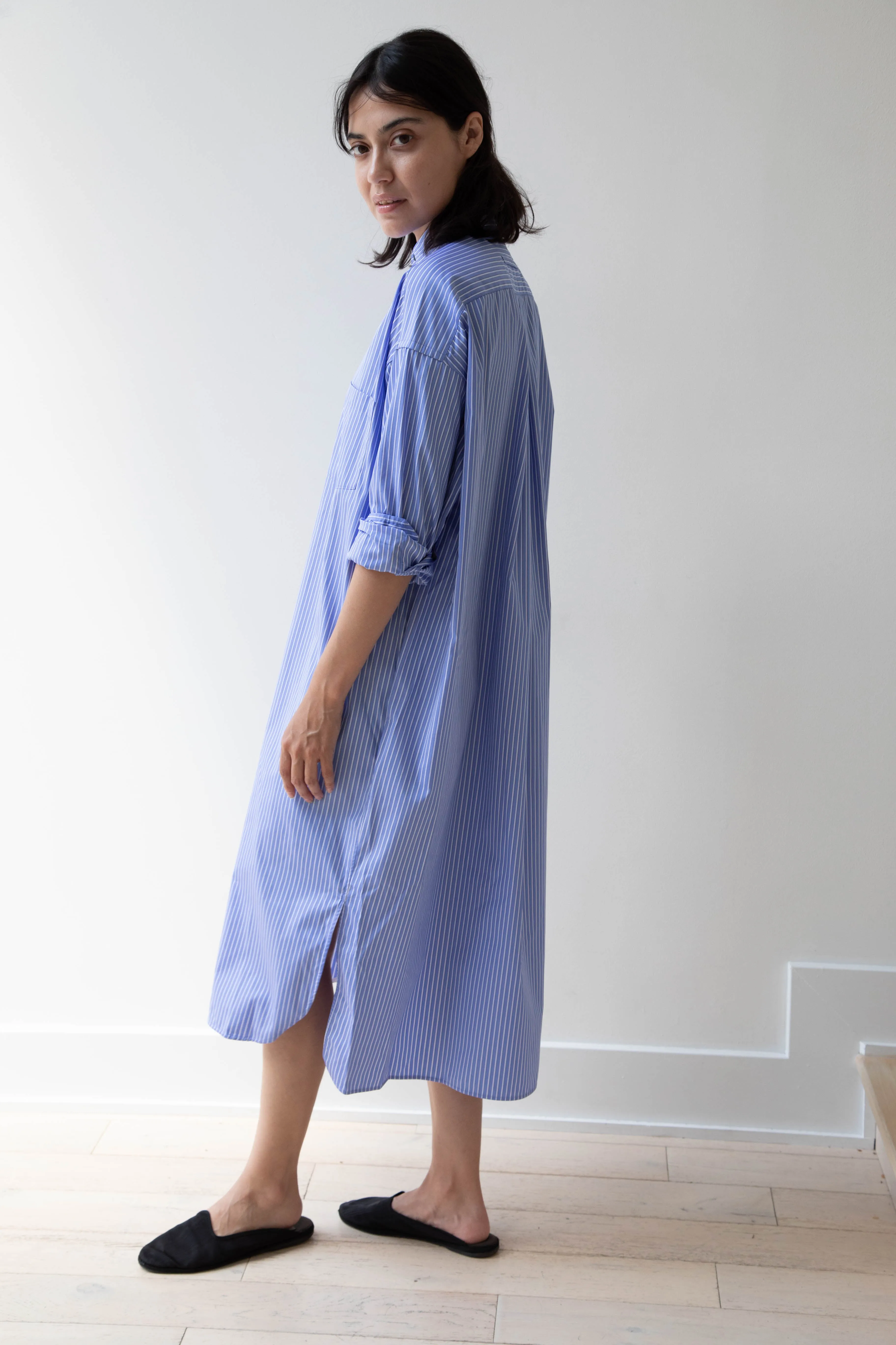 Ticca | Square Big Shirtdress in Blue Stripes