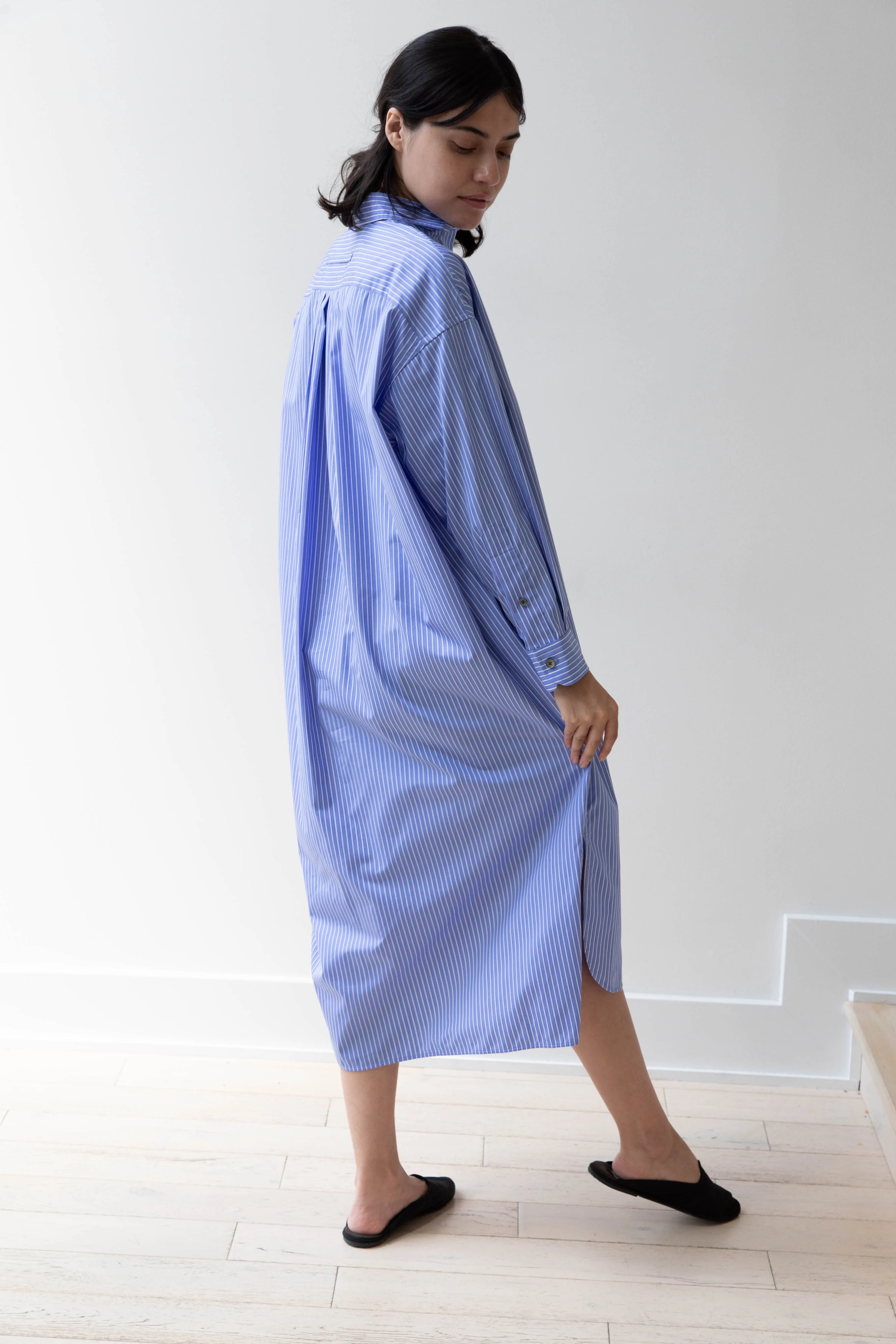 Ticca | Square Big Shirtdress in Blue Stripes