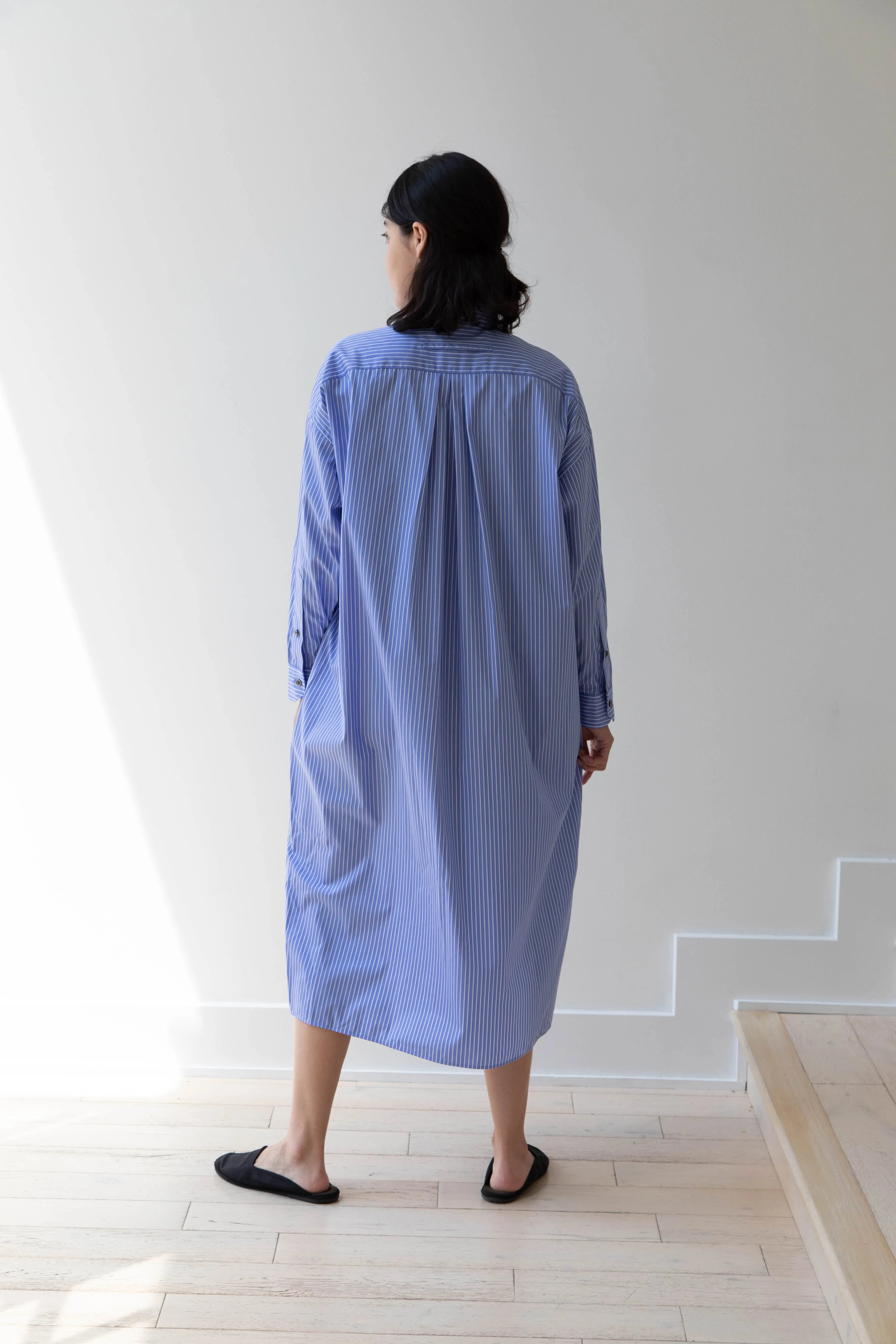 Ticca | Square Big Shirtdress in Blue Stripes