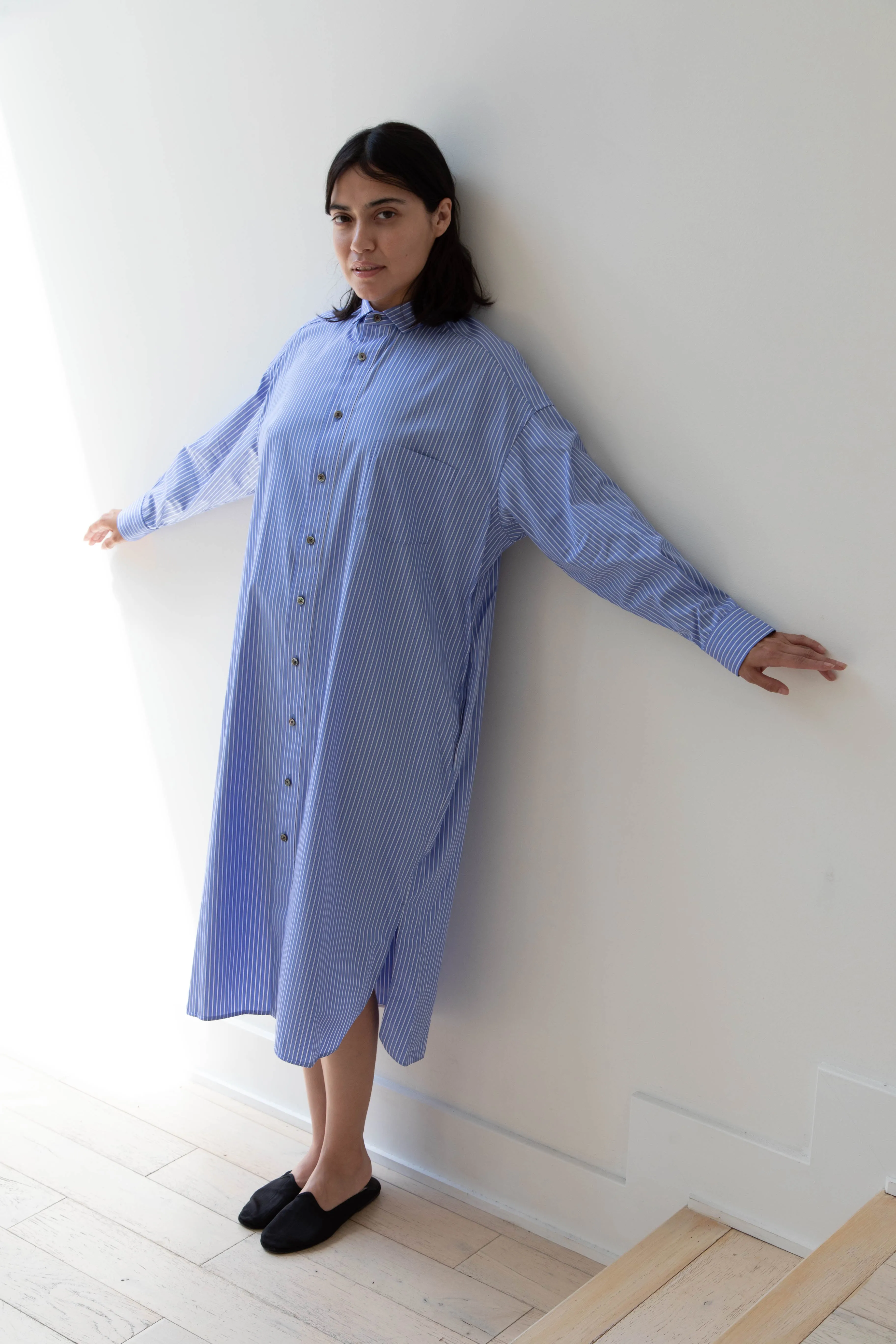 Ticca | Square Big Shirtdress in Blue Stripes