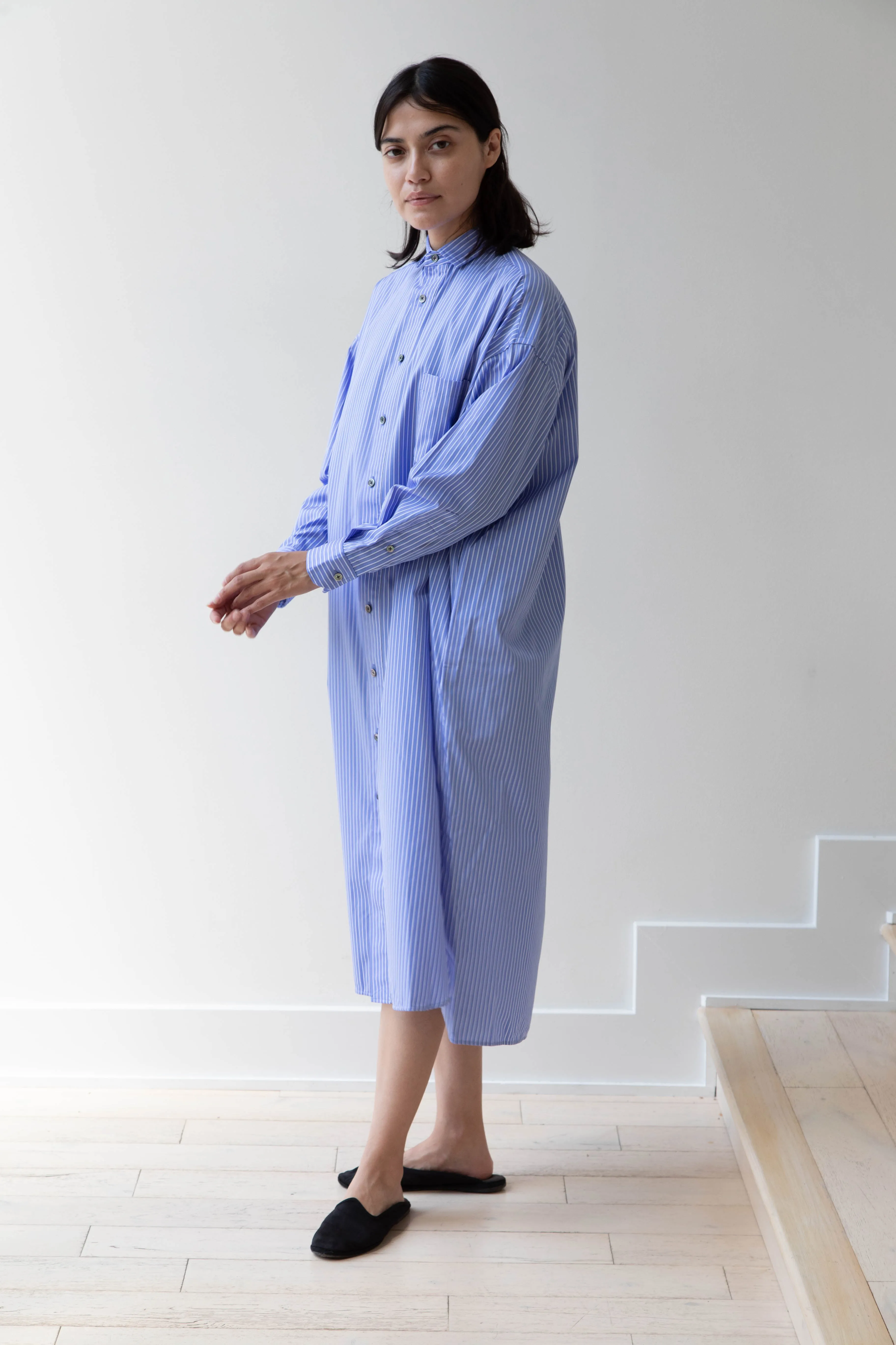 Ticca | Square Big Shirtdress in Blue Stripes