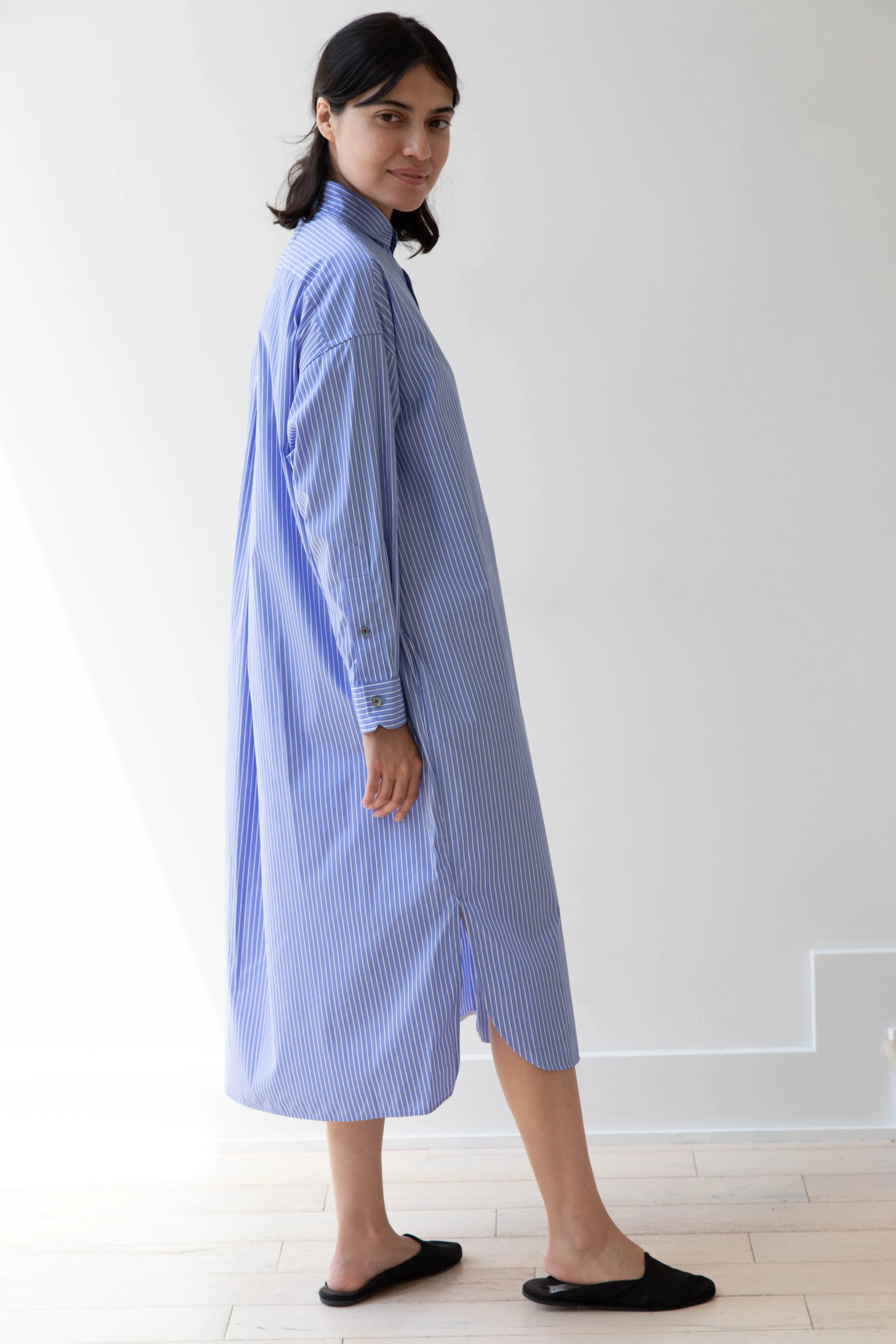 Ticca | Square Big Shirtdress in Blue Stripes