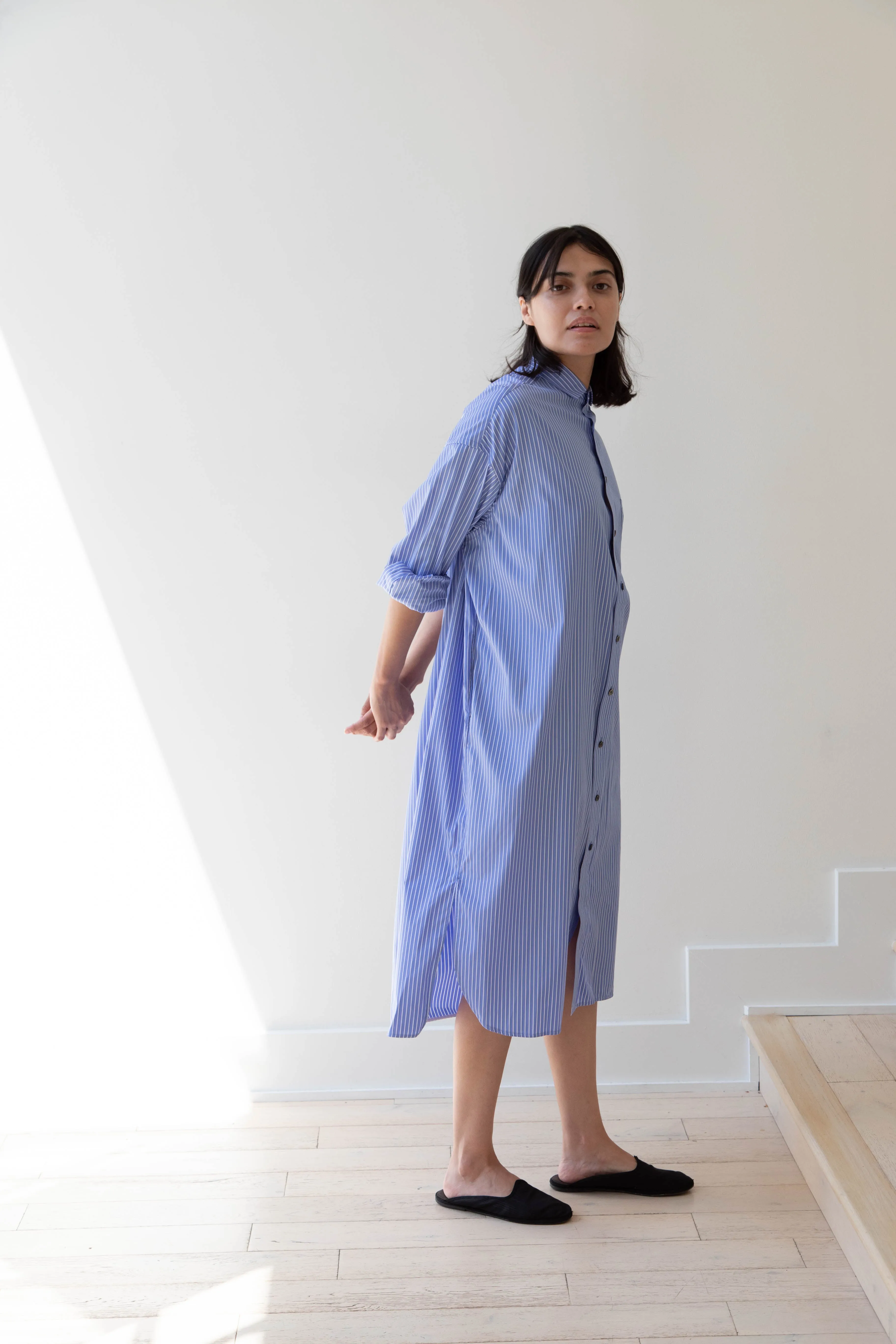 Ticca | Square Big Shirtdress in Blue Stripes