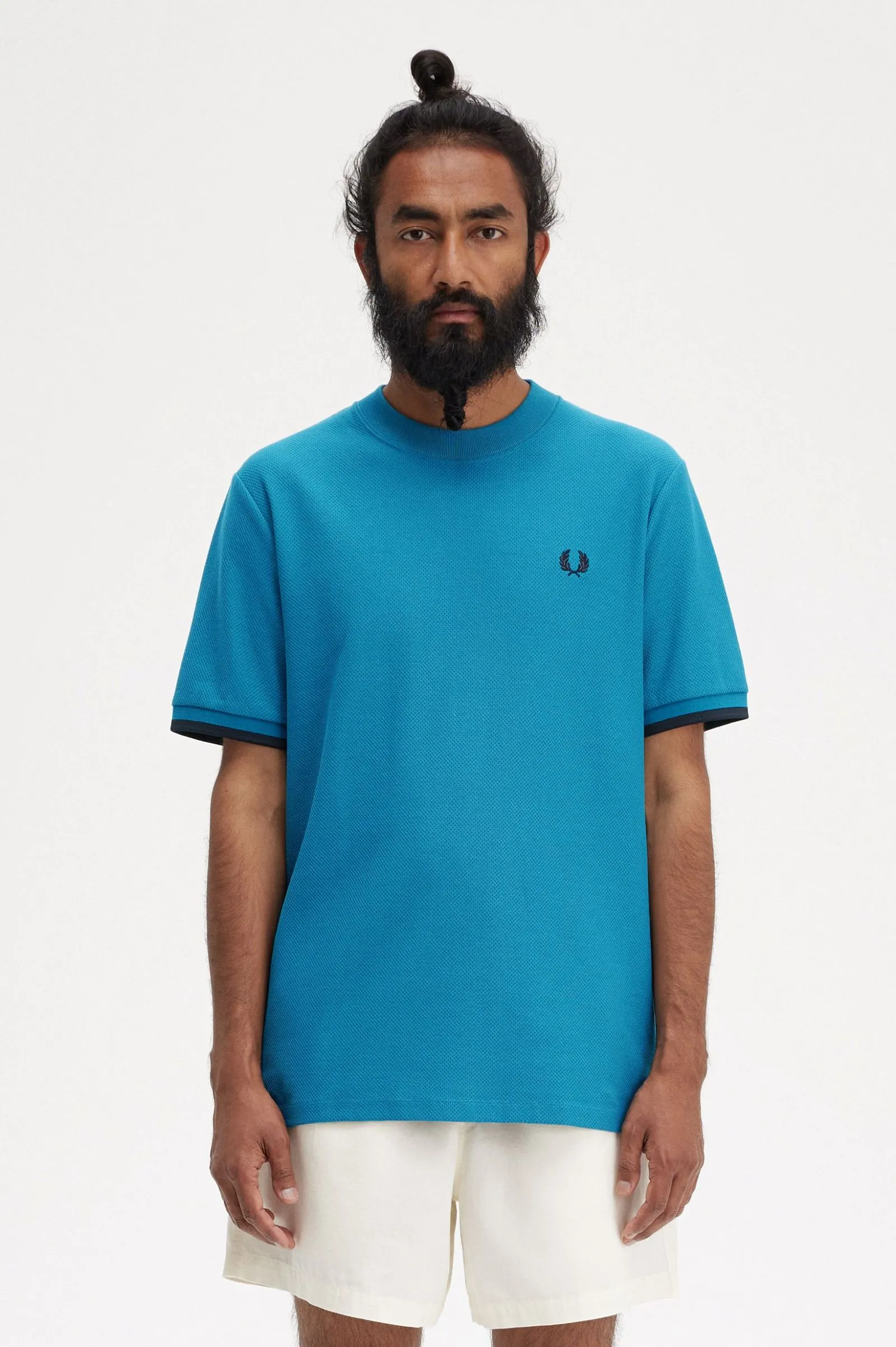 TIPPED CUFF PIQUE SHIRT