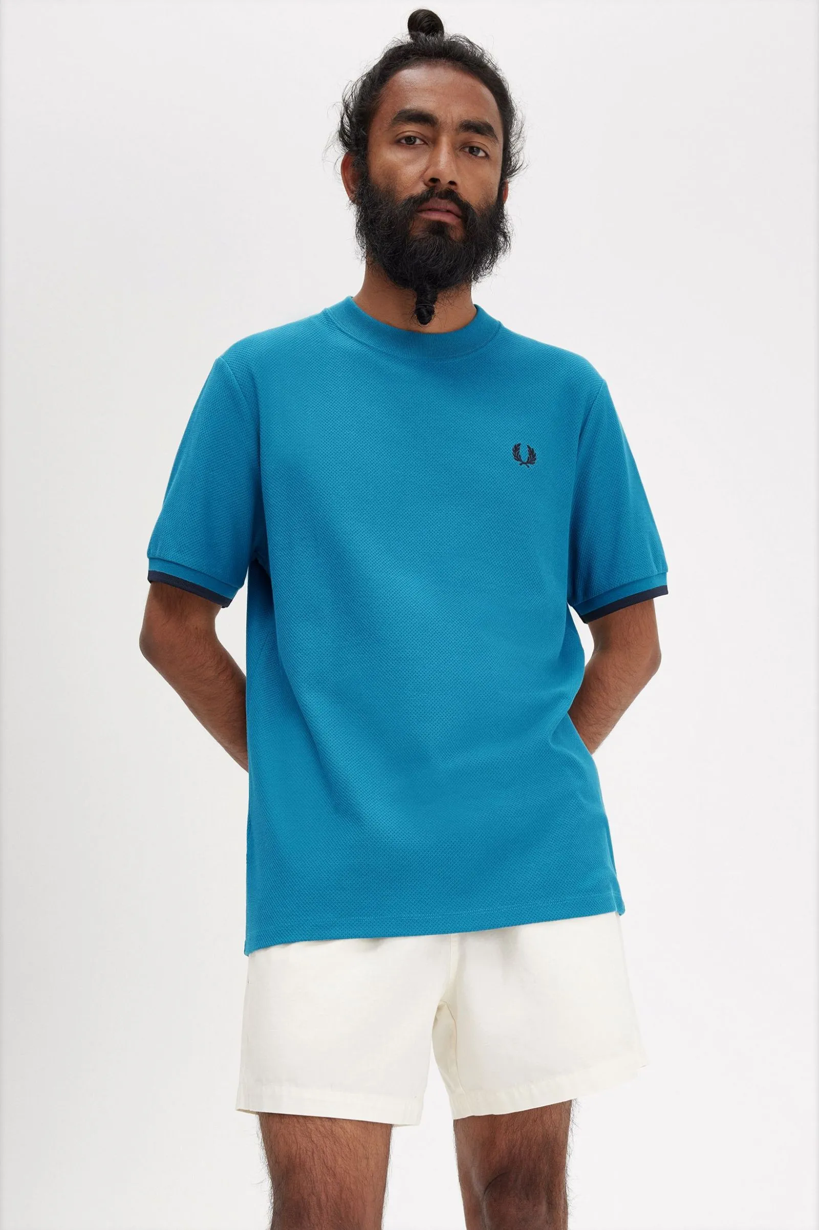 TIPPED CUFF PIQUE SHIRT
