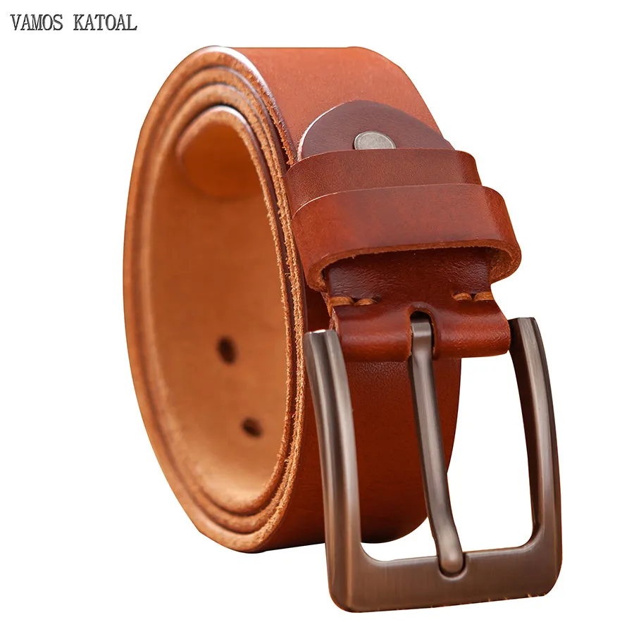 Top Leather Cowhide Belt Fashion Genuine Leather Men Belt Alloy Buckle