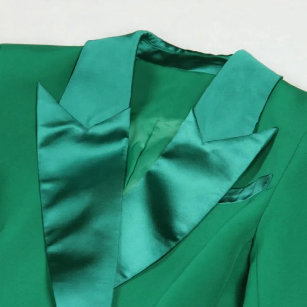 Trend4us Women's Satin-Lapel Blazer and Pant Suit