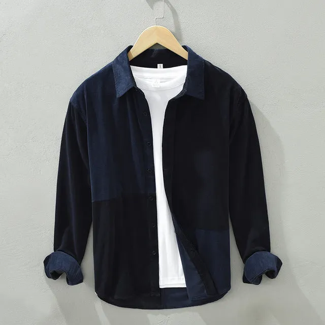 Urban Patchwork Lapel Casual Shirts