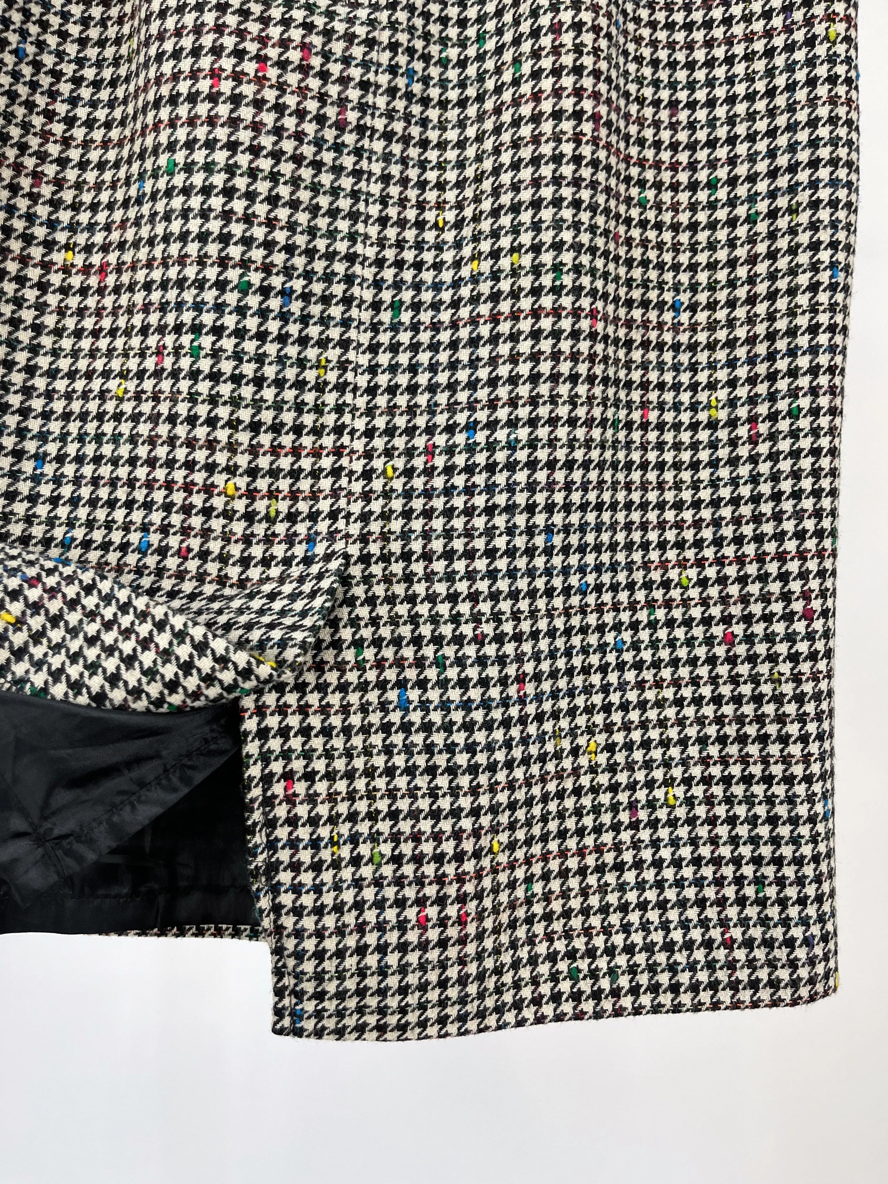 Vintage Houndstooth Wool Blazer & Skirt Suit Set (S)