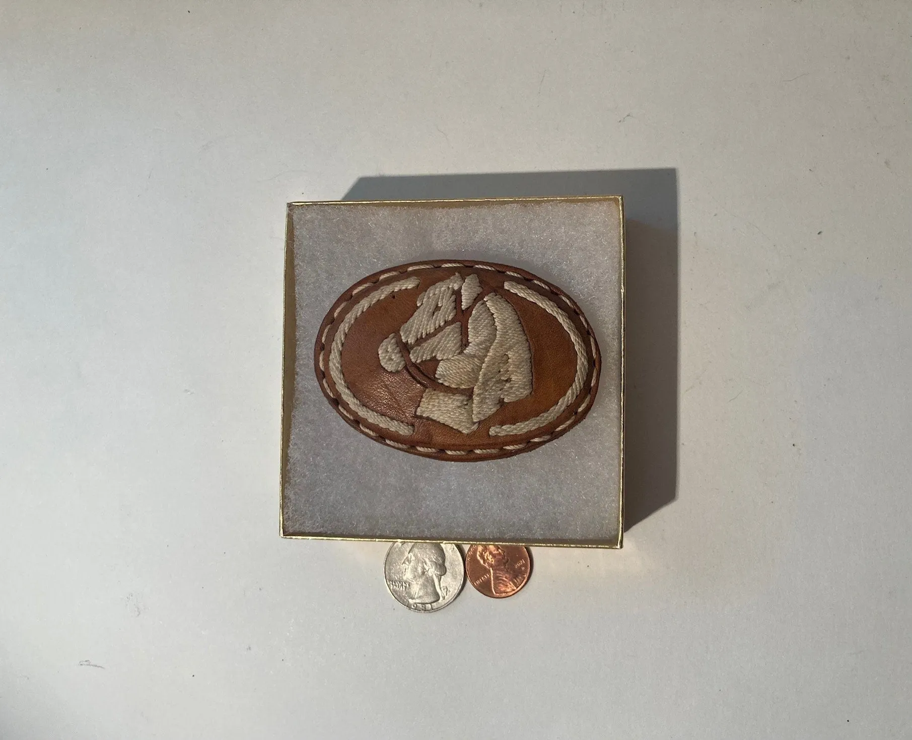 Vintage Metal Belt Buckle, Leather Horse, Nice Design, 3" x 2 1/4", Heavy Duty, Quality, Thick Metal, Made in USA, For Belts, Fashion