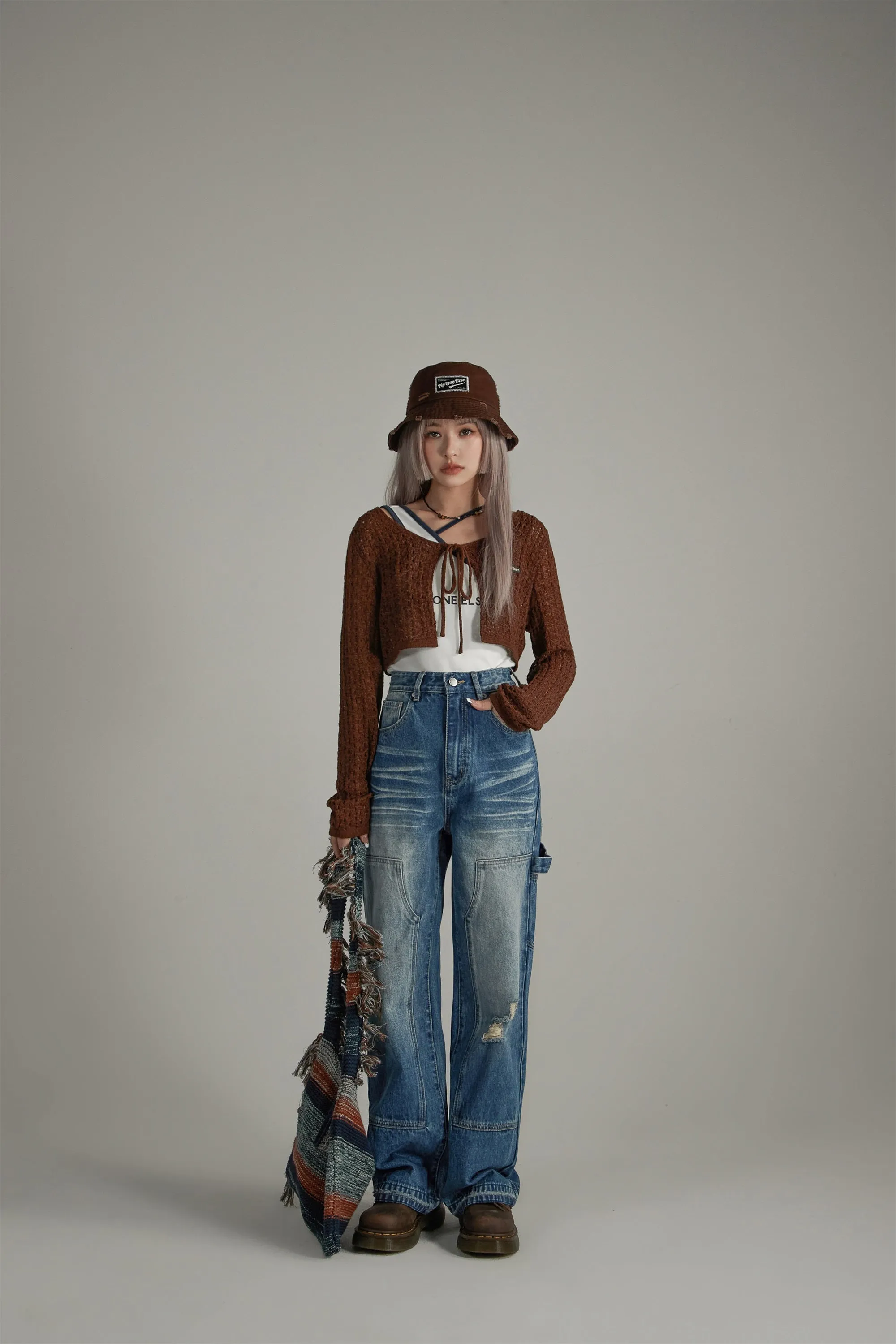 Wash Distressed Denim Jeans