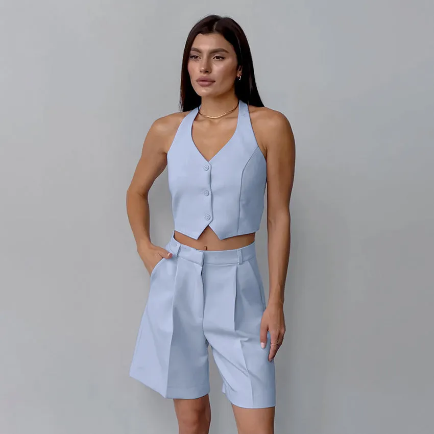 Wide Leg Shorts Two-piece Set (2 Colors)