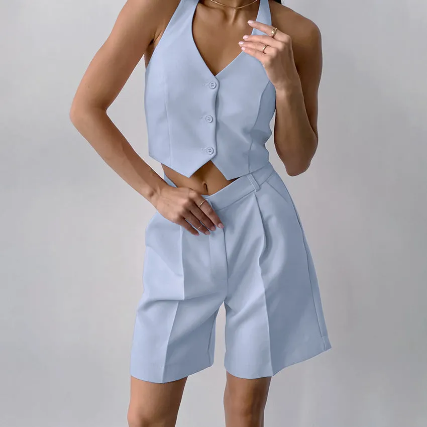 Wide Leg Shorts Two-piece Set (2 Colors)