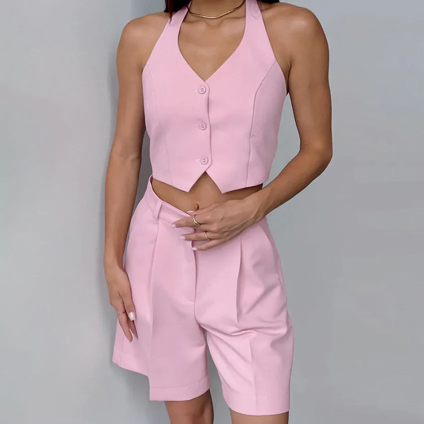 Wide Leg Shorts Two-piece Set (2 Colors)