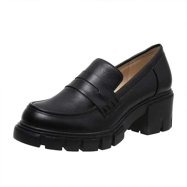 Women's Fashion Chunky Heel Loafers 64528302C