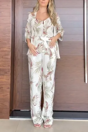 Women's Printed Jumpsuit   Top Set