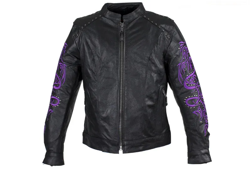 Women's Studded Racing Jacket with Purple Highlights